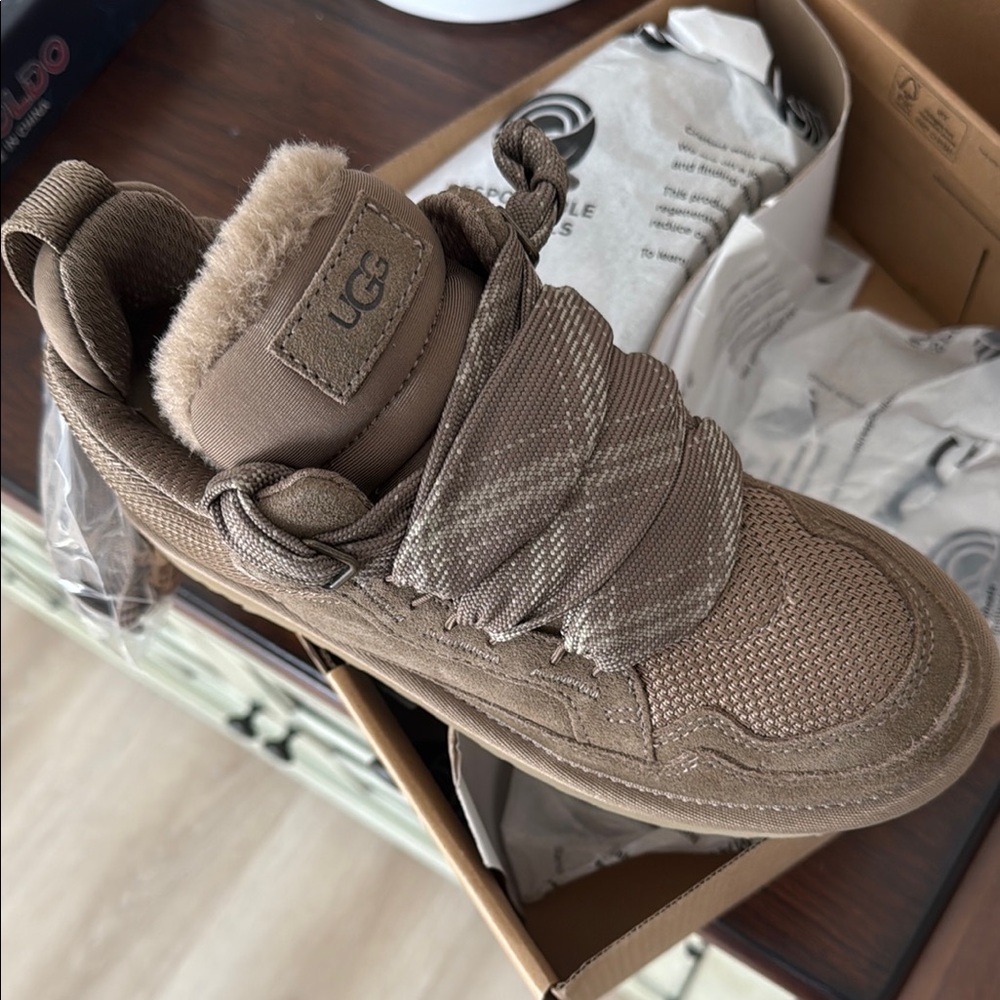 UGG Brown Sneakers with Fur Trim